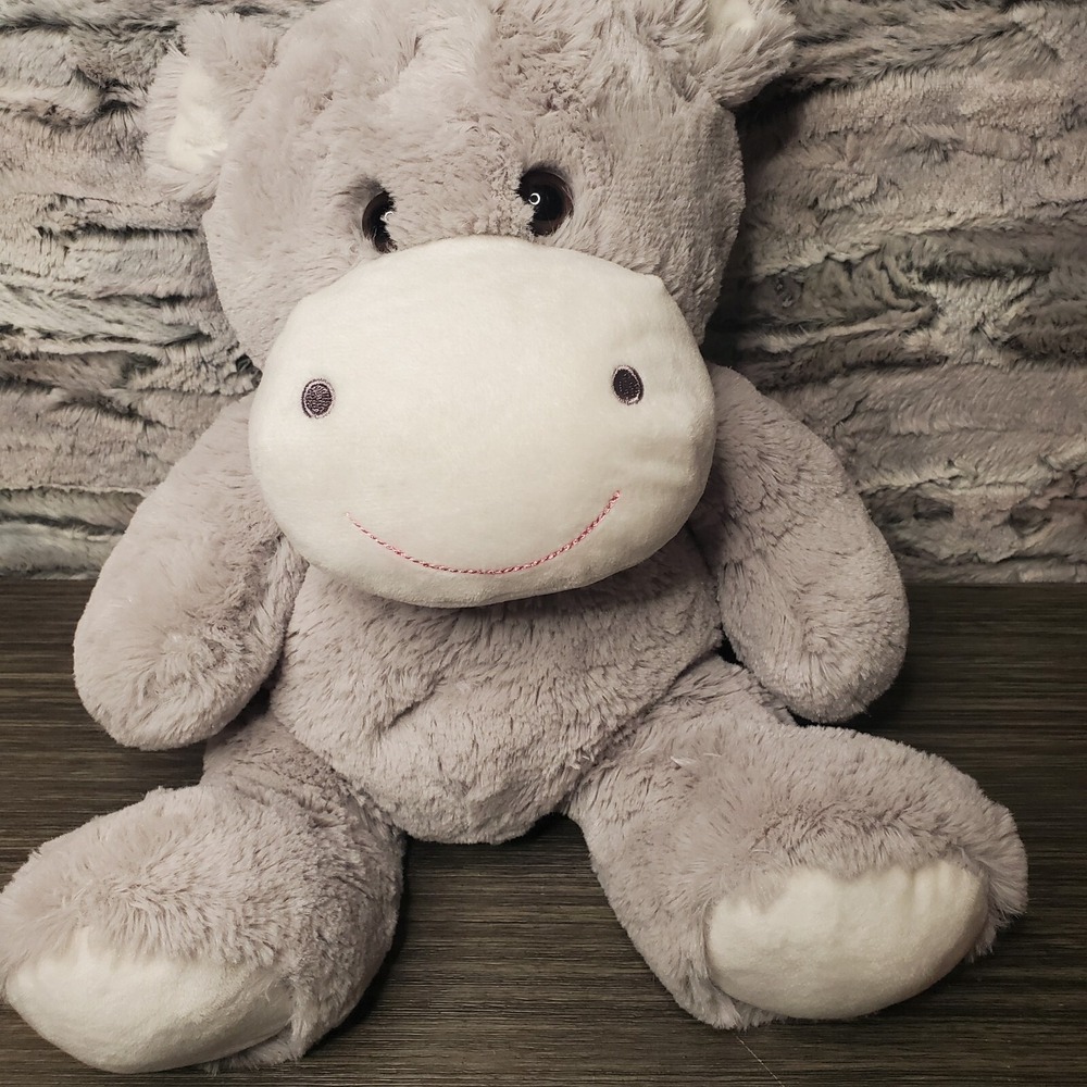 16" Okie Dokie Gray Grey Hippo Hippopotamus Plush Stuffed Animal Lovey Soft Toy